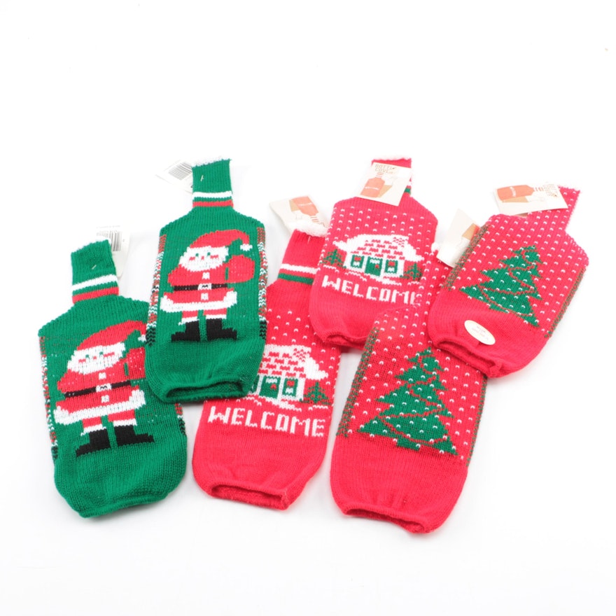 Christmas Themed Knitted Bottle Covers