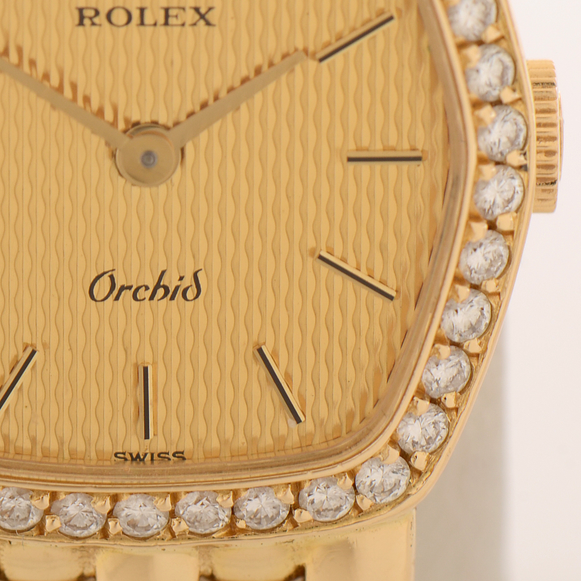 Rolex Orchid 18K Yellow Gold Diamond Bezel 21mm Watch