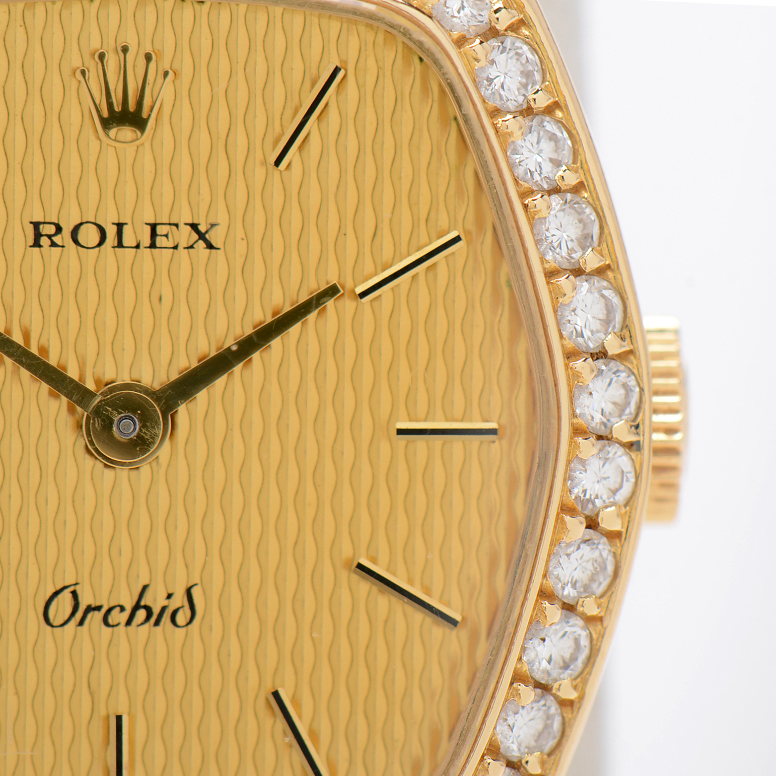Rolex Orchid 18K Yellow Gold Diamond Bezel 21mm Watch