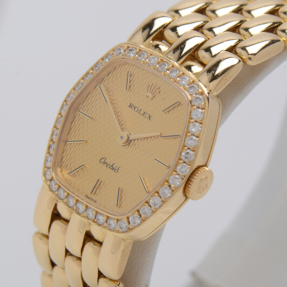 Rolex Orchid 18K Yellow Gold Diamond Bezel 21mm Watch