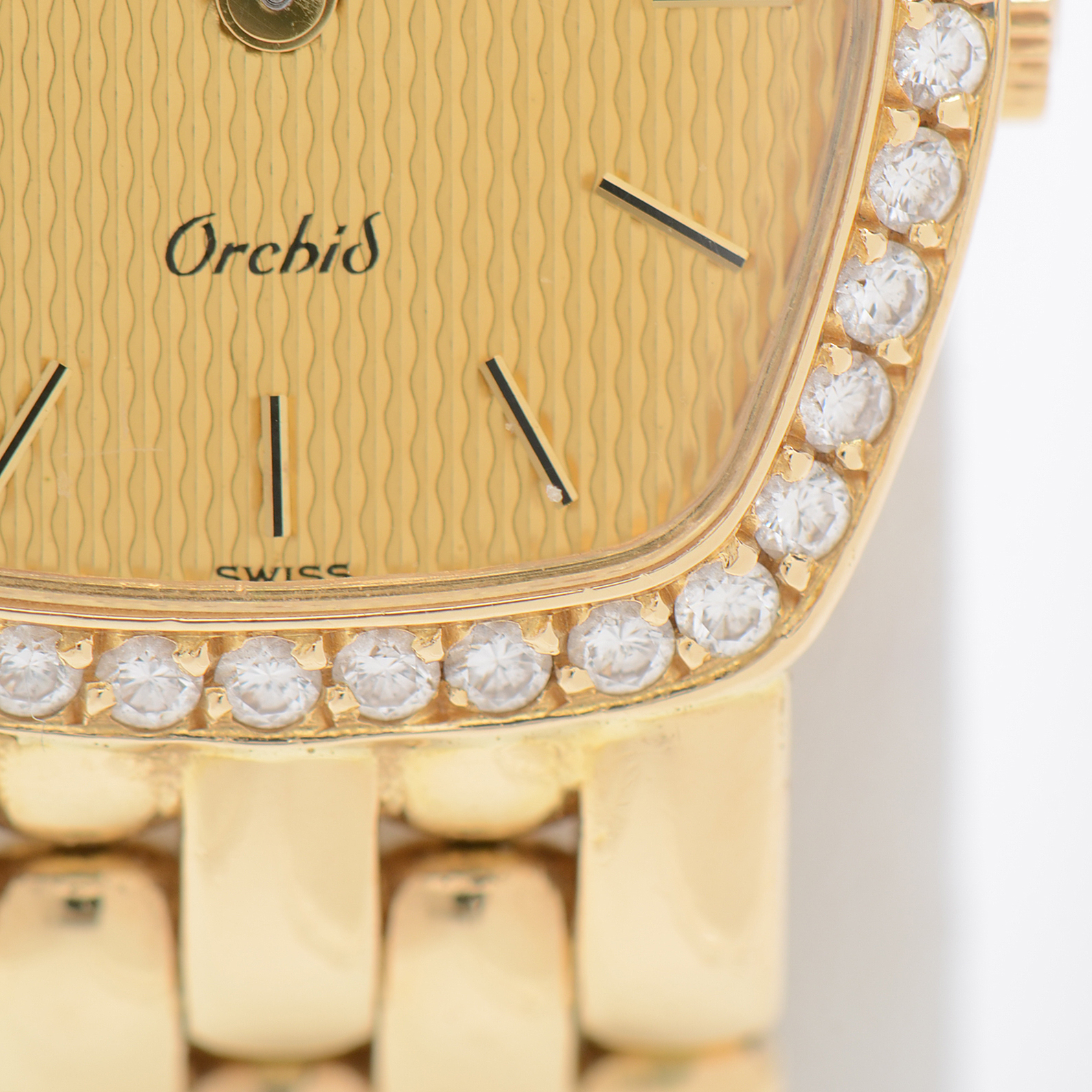 Rolex Orchid 18K Yellow Gold Diamond Bezel 21mm Watch