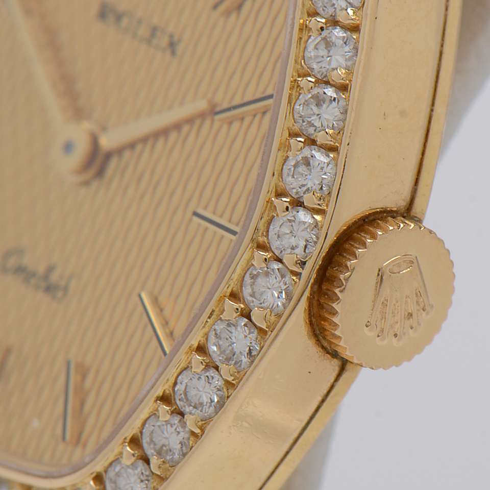 Rolex Orchid 18K Yellow Gold Diamond Bezel 21mm Watch