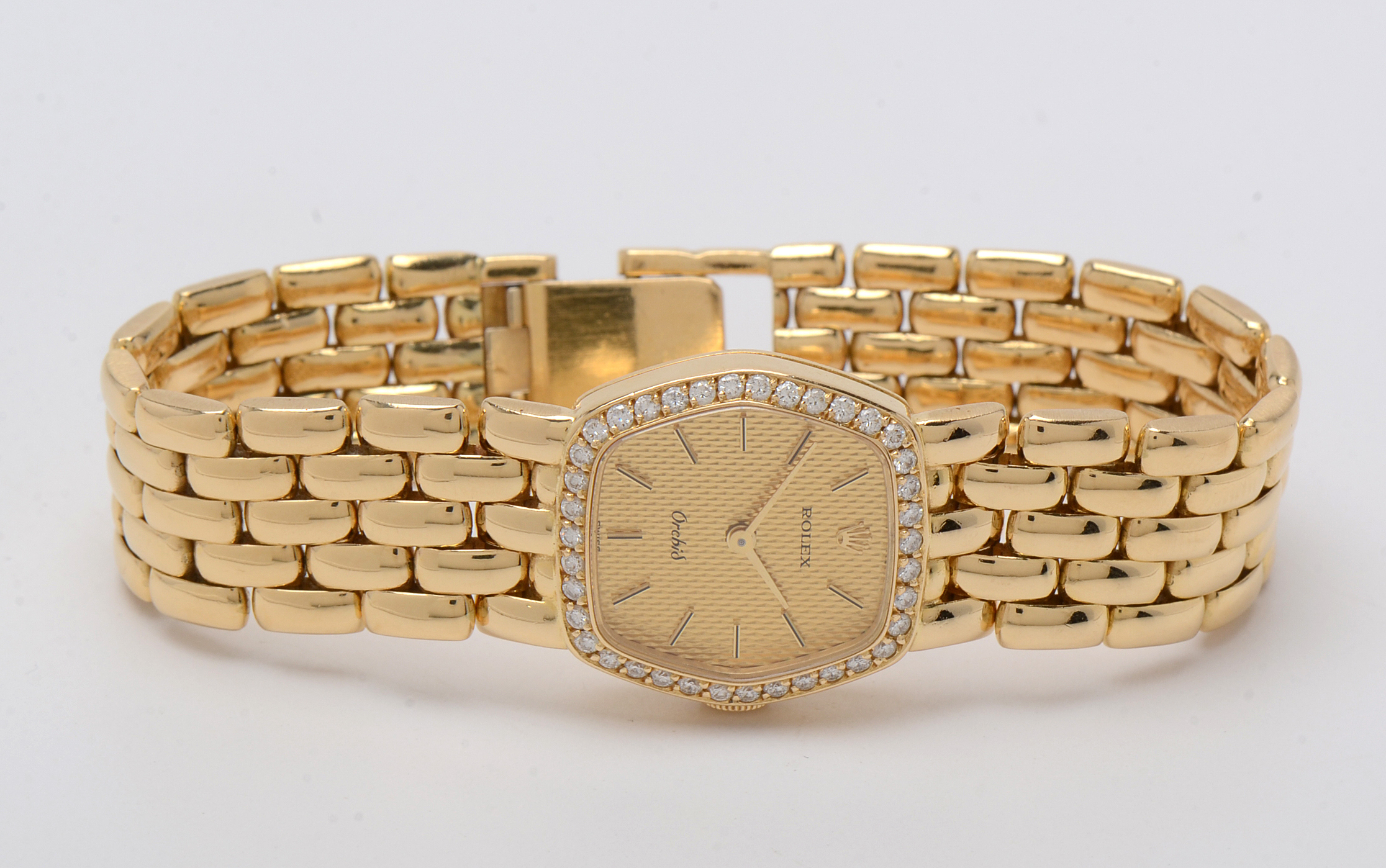 Rolex Orchid 18K Yellow Gold Diamond Bezel 21mm Watch