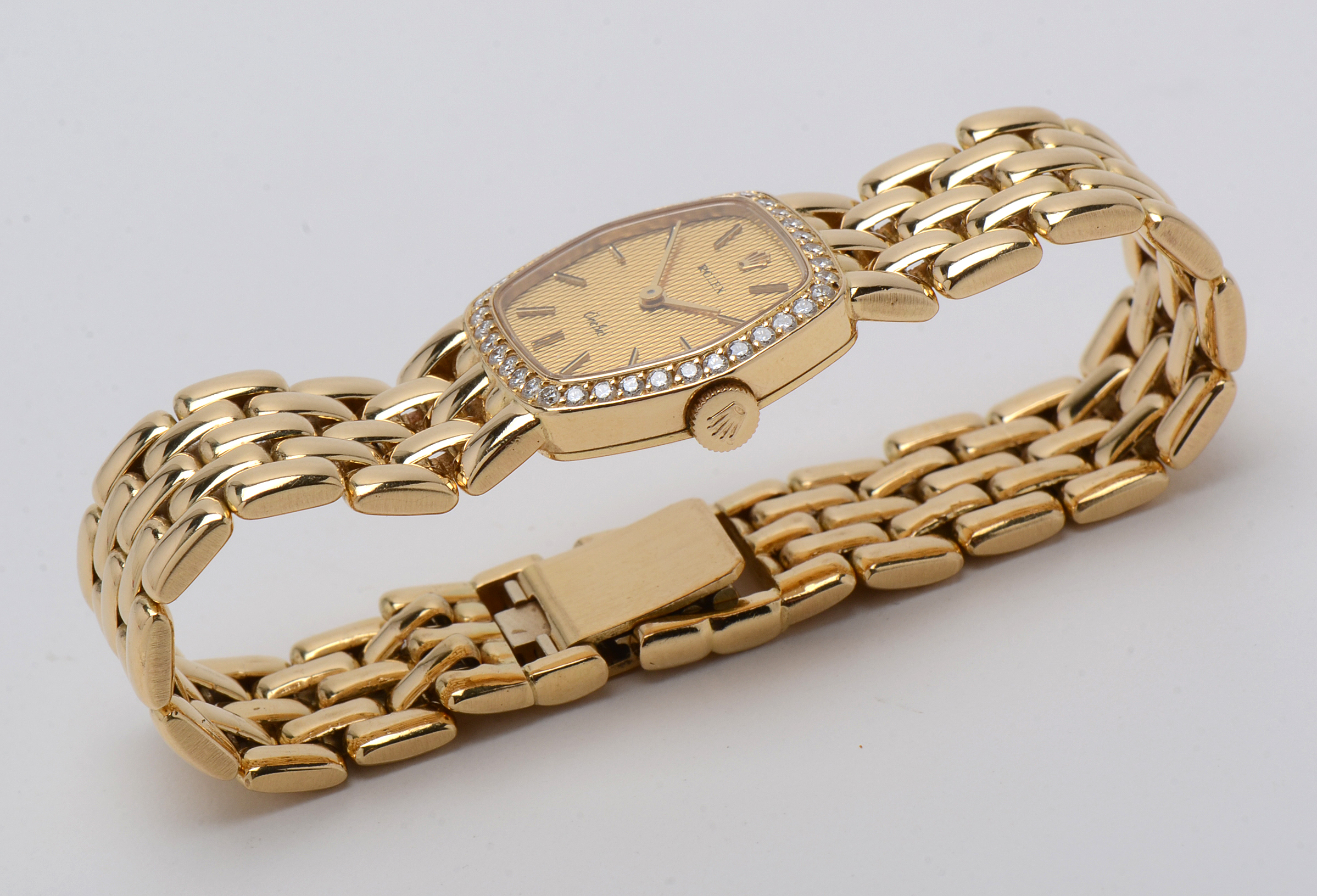 Rolex Orchid 18K Yellow Gold Diamond Bezel 21mm Watch