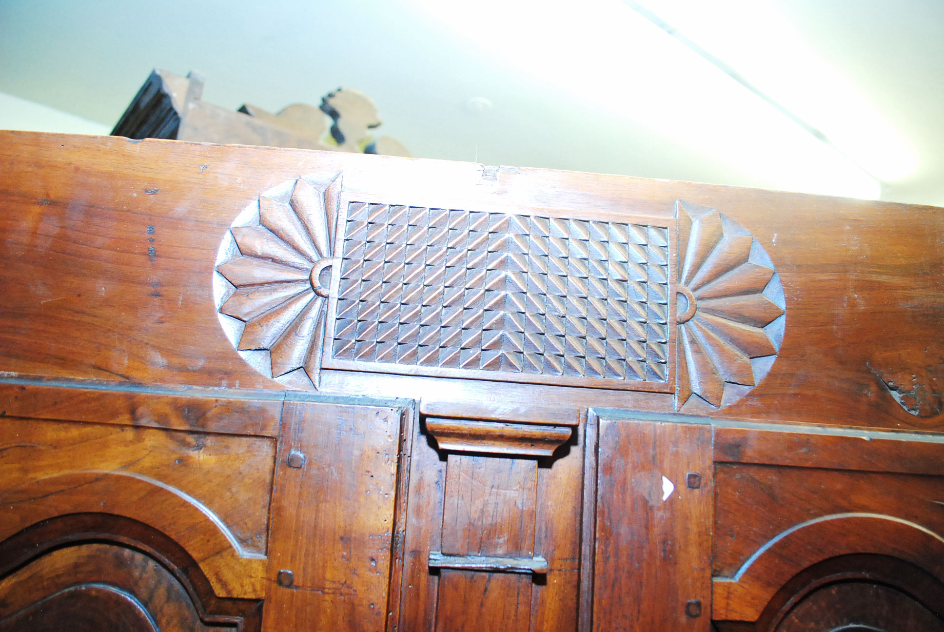 Early French Carved Fruitwood Armoire