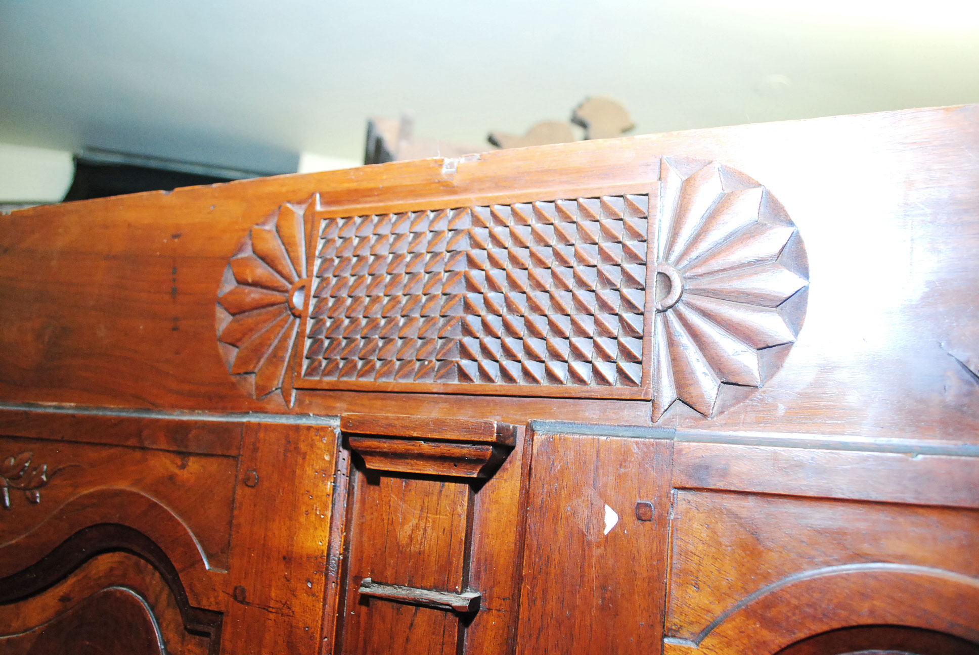 Early French Carved Fruitwood Armoire