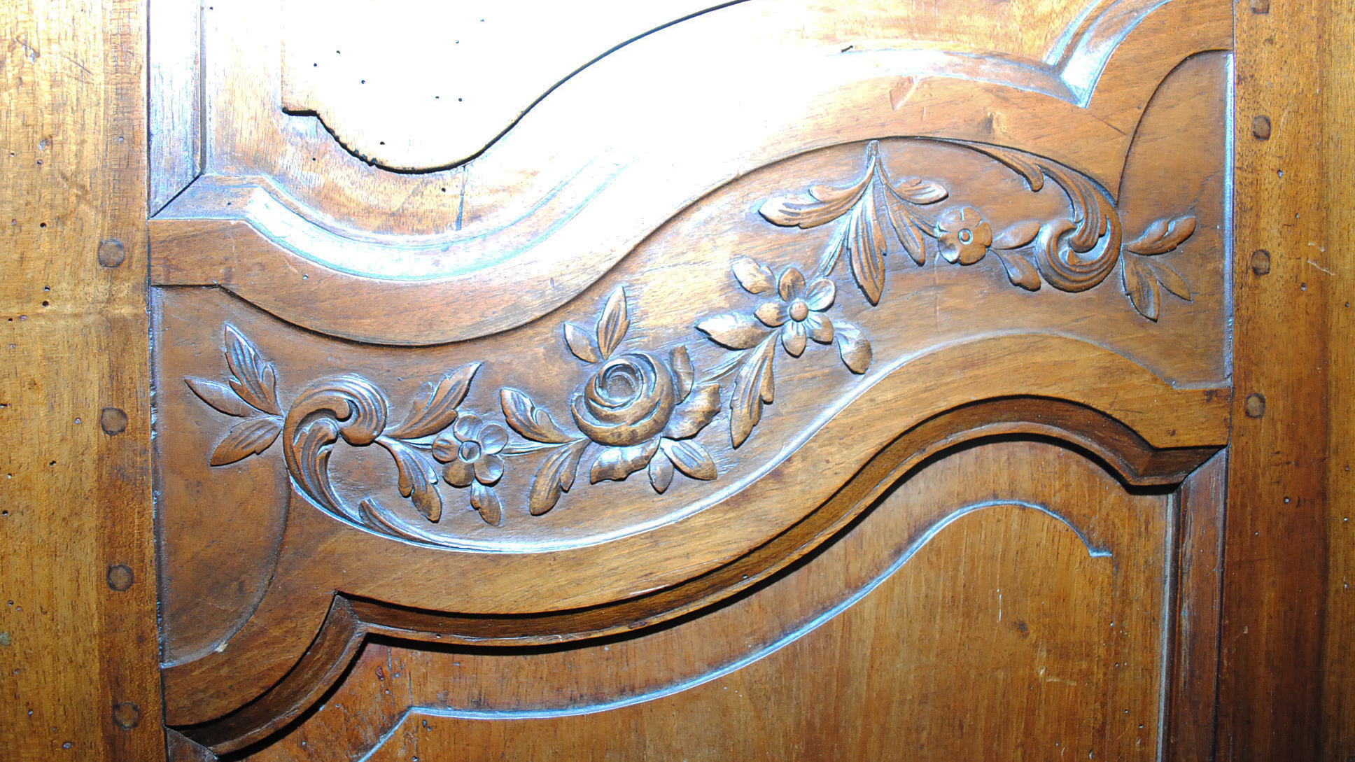 Early French Carved Fruitwood Armoire