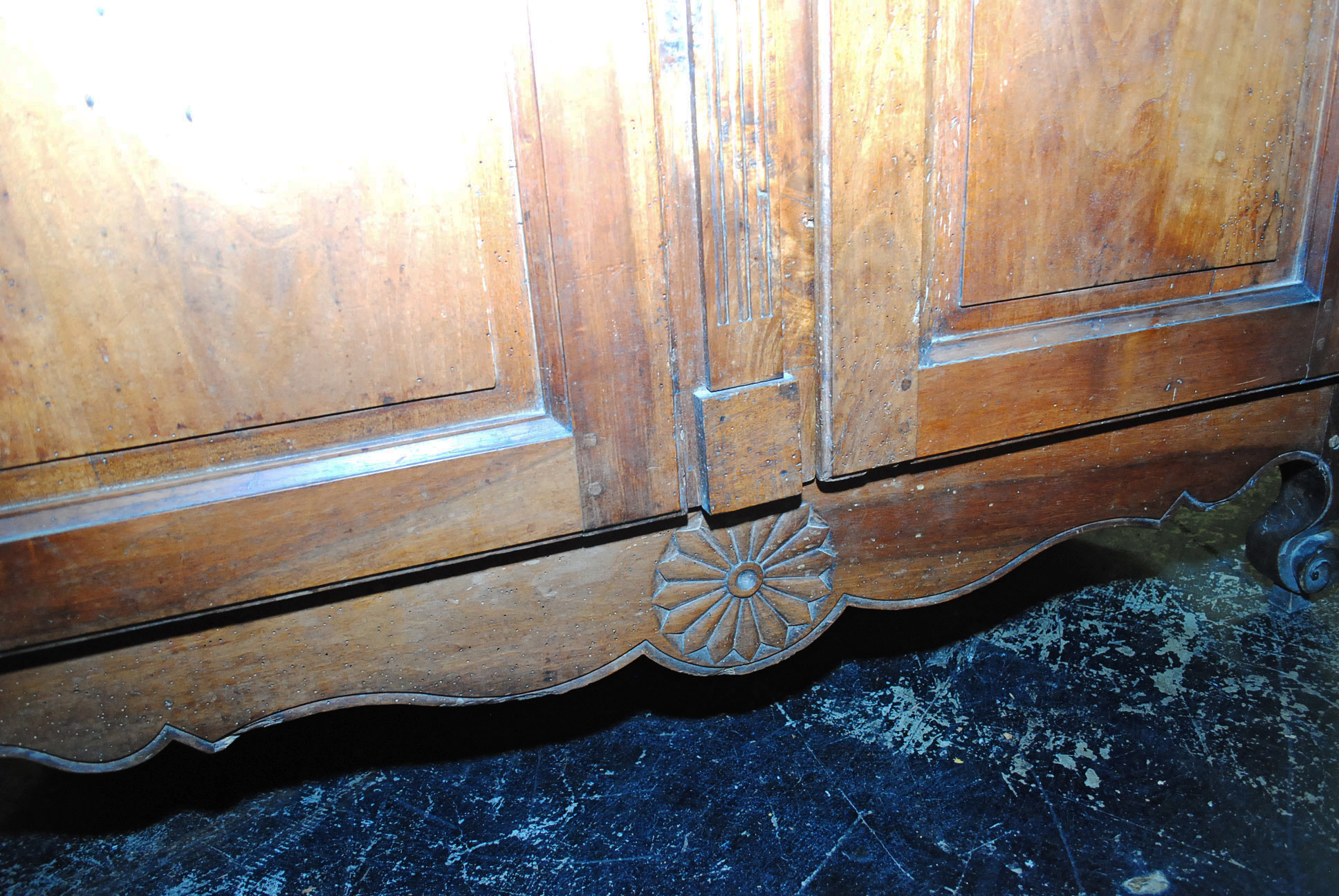 Early French Carved Fruitwood Armoire