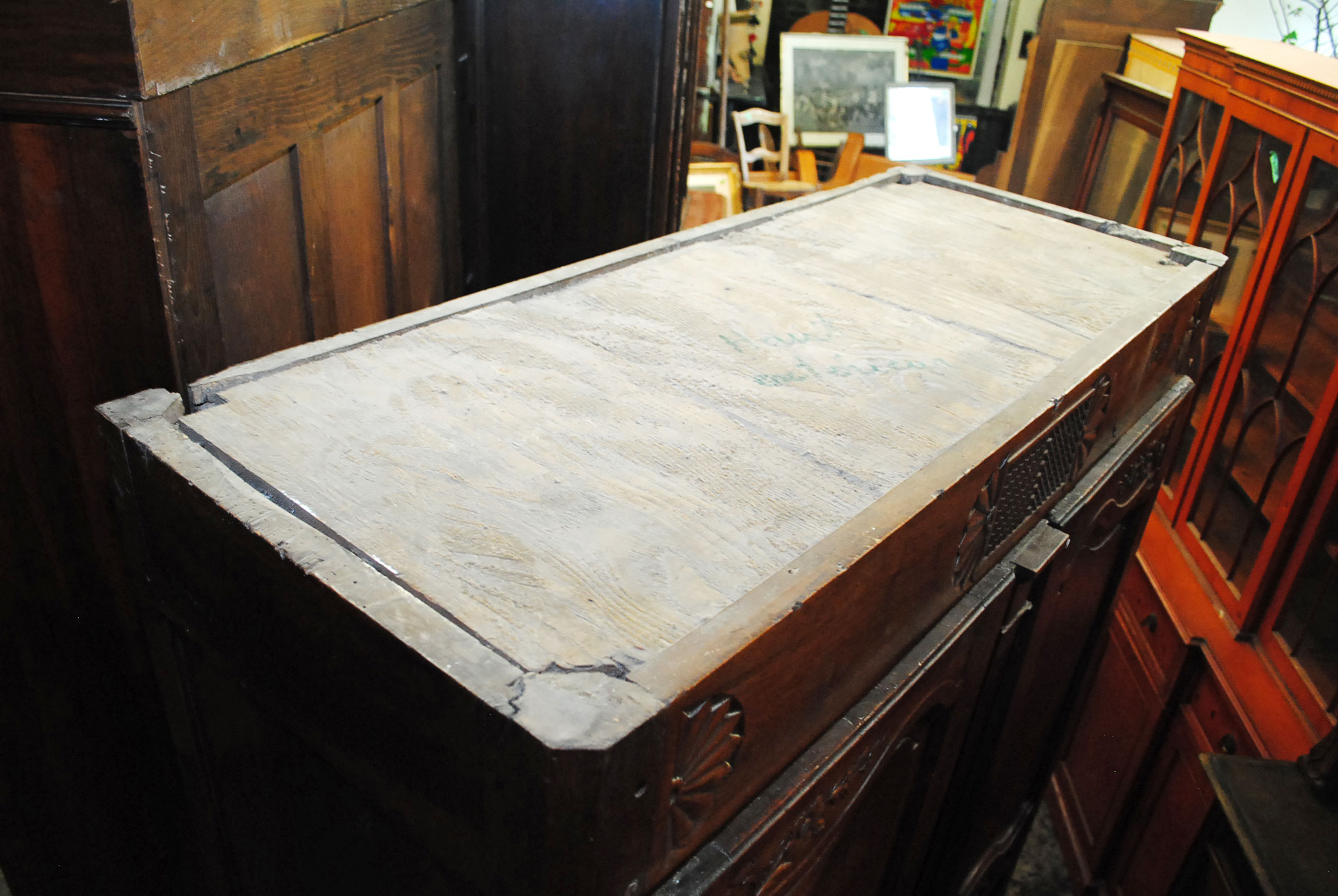 Early French Carved Fruitwood Armoire