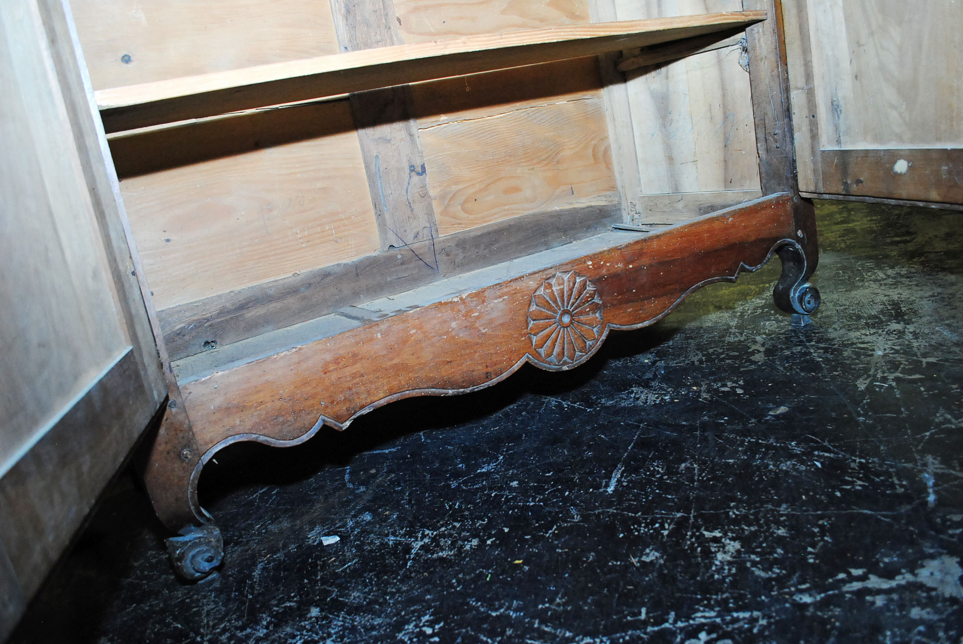 Early French Carved Fruitwood Armoire