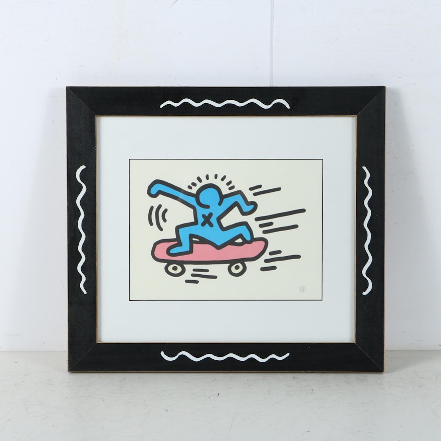 Offset Lithograph after Keith Haring of a Man on a Skateboard