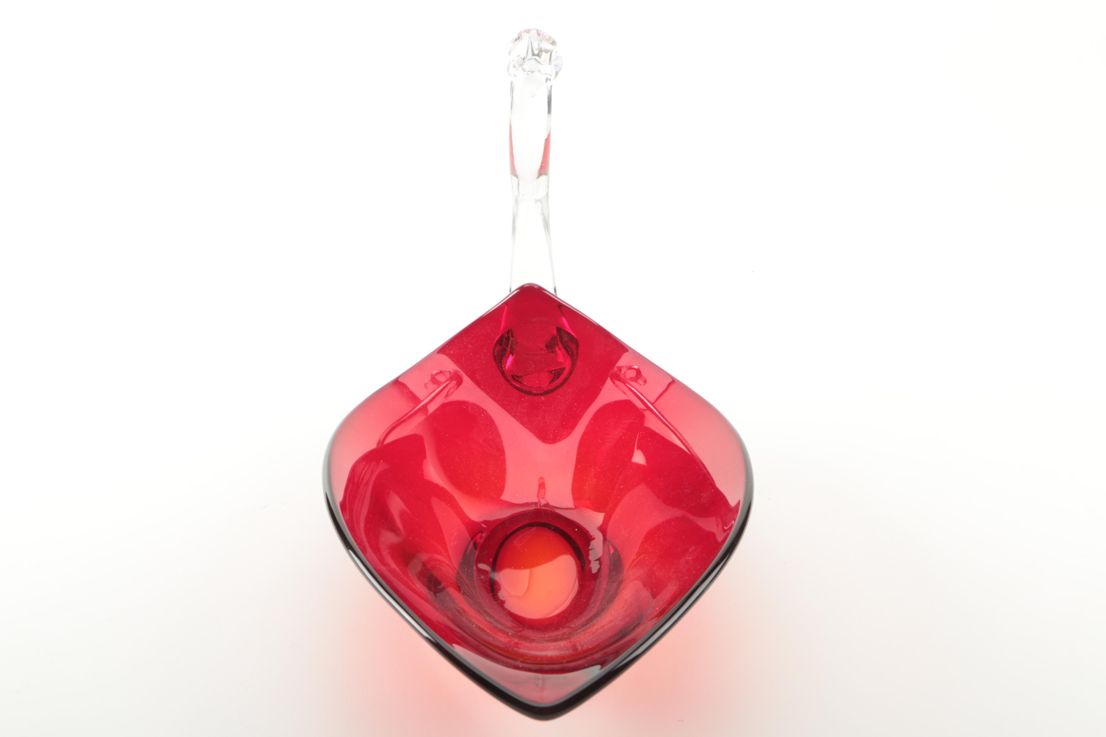 Vintage Duncan Miller Art Glass Swan Candy Dish