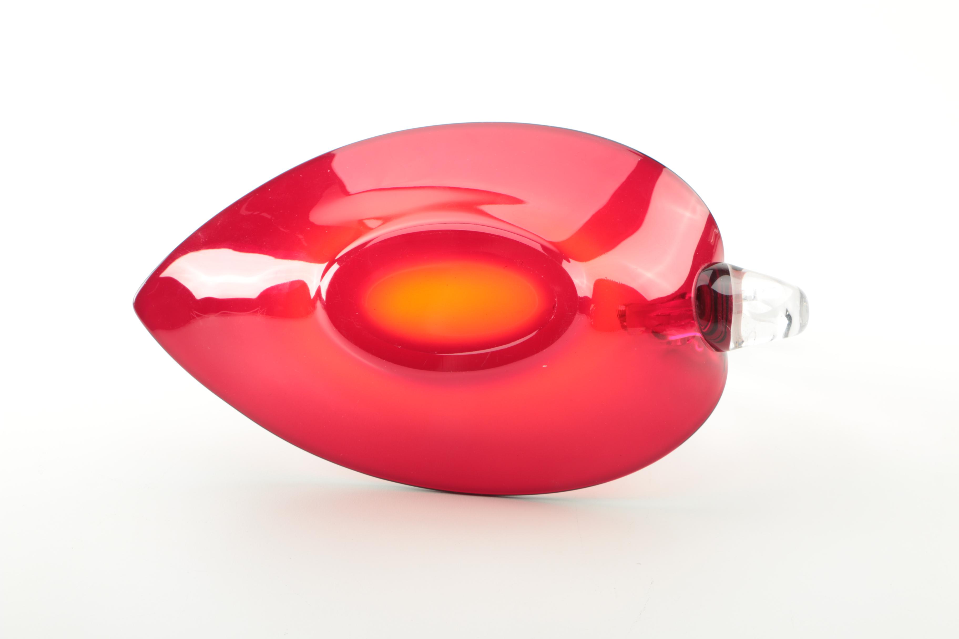 Vintage Duncan Miller Art Glass Swan Candy Dish