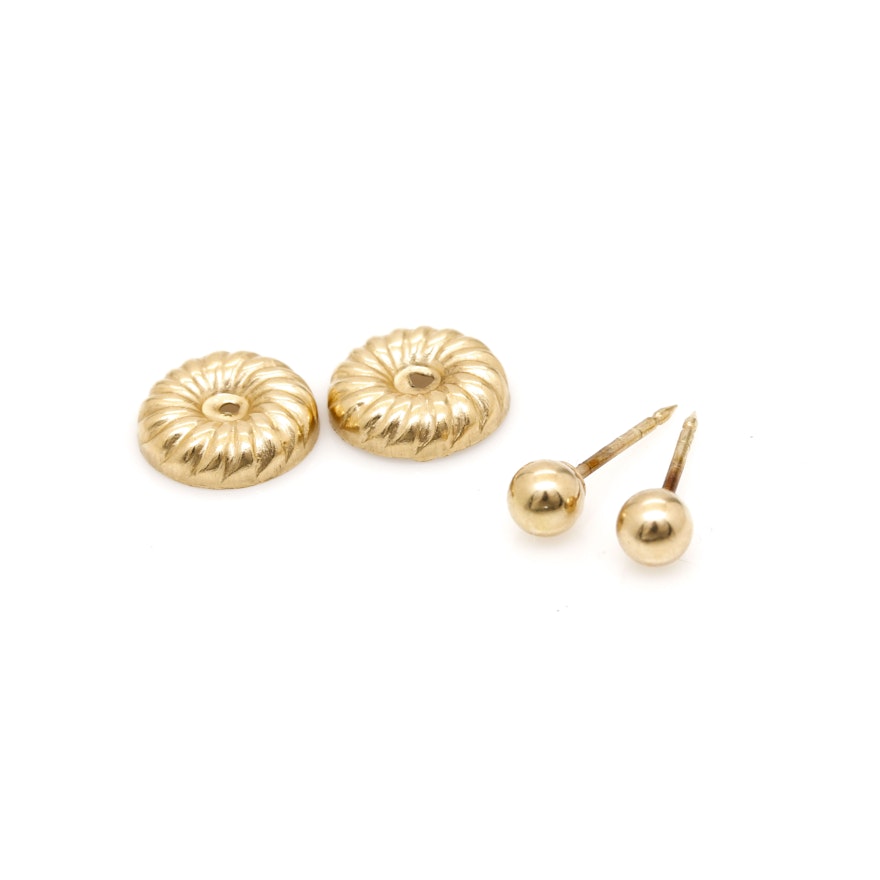 14K Yellow Gold Earrings and Earring Jackets