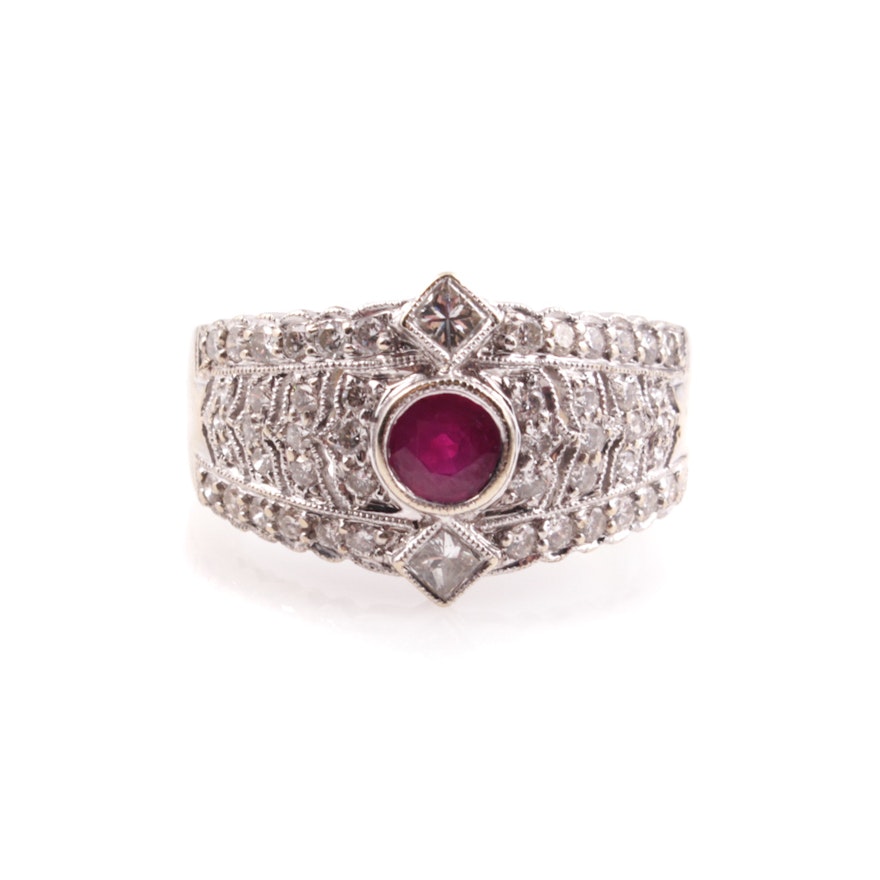 18K Yellow and White Gold Ruby Ring