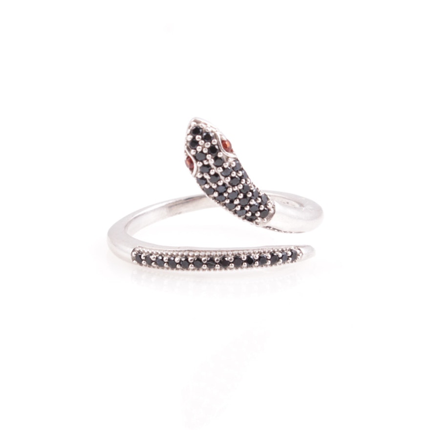 Sterling Silver Imitation Gemstone Snake Ring