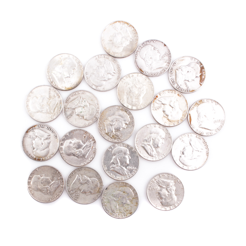Twenty Silver Composition Franklin Half Dollar Coins