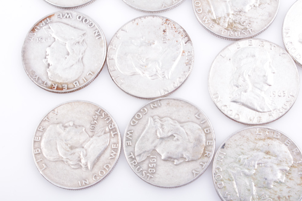 Twenty Silver Composition Franklin Half Dollar Coins
