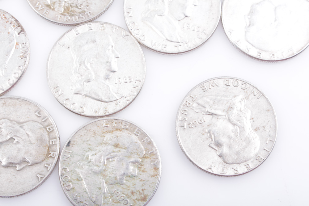 Twenty Silver Composition Franklin Half Dollar Coins