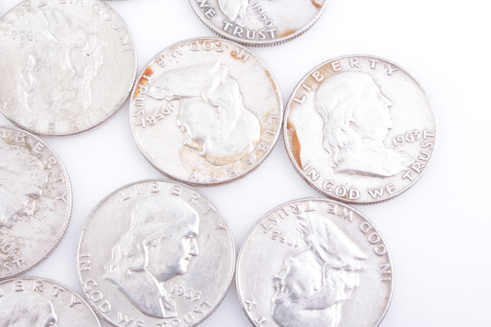 Twenty Silver Composition Franklin Half Dollar Coins