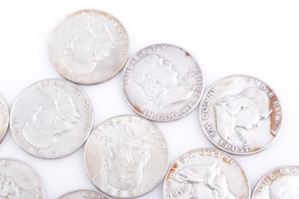 Twenty Silver Composition Franklin Half Dollar Coins