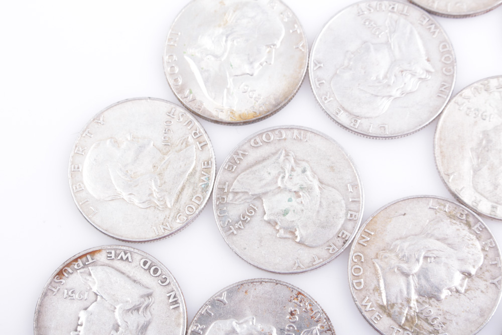 Twenty Silver Composition Franklin Half Dollar Coins