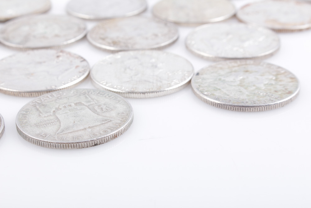 Twenty Silver Composition Franklin Half Dollar Coins