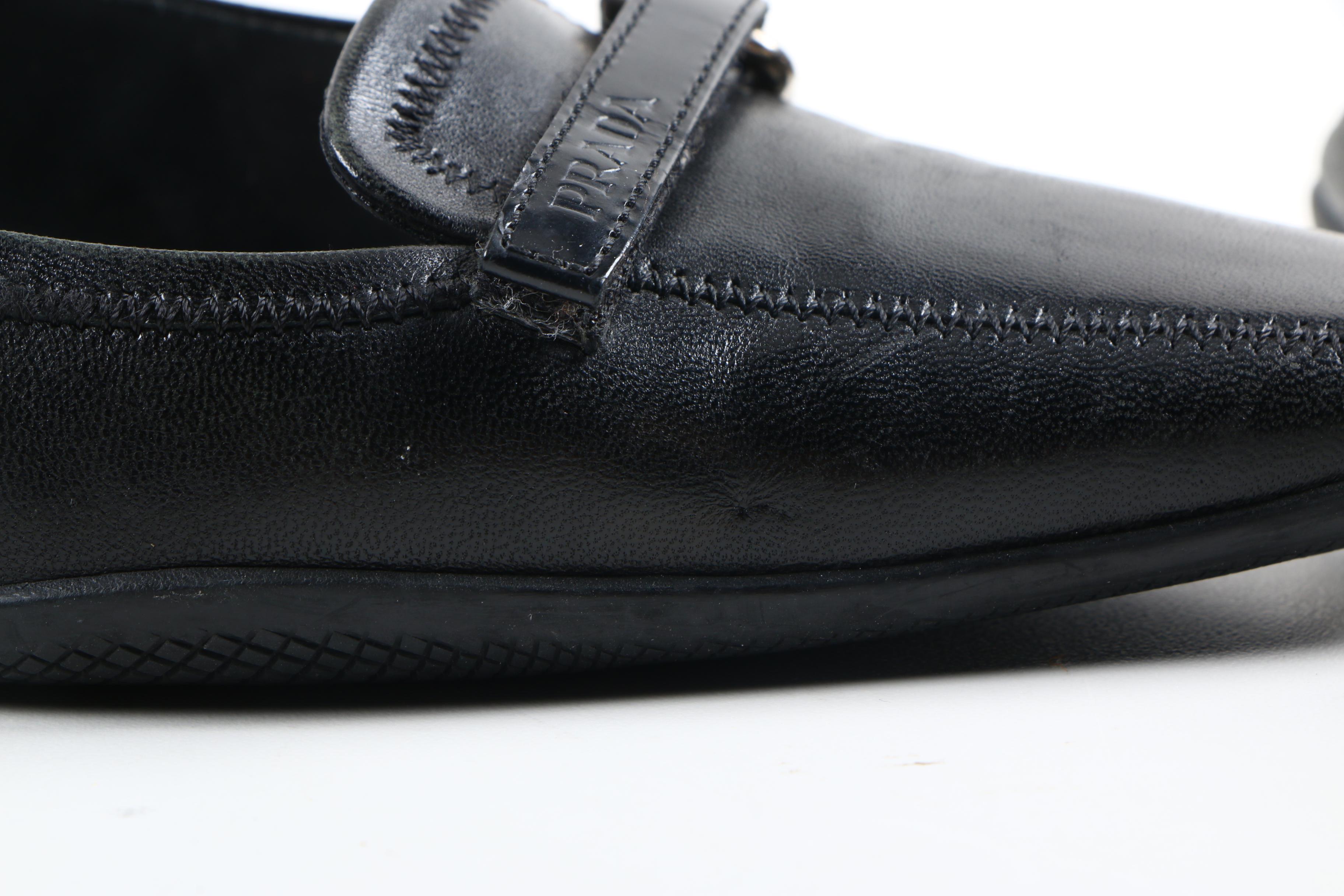 Prada Black Leather Kitten Heels