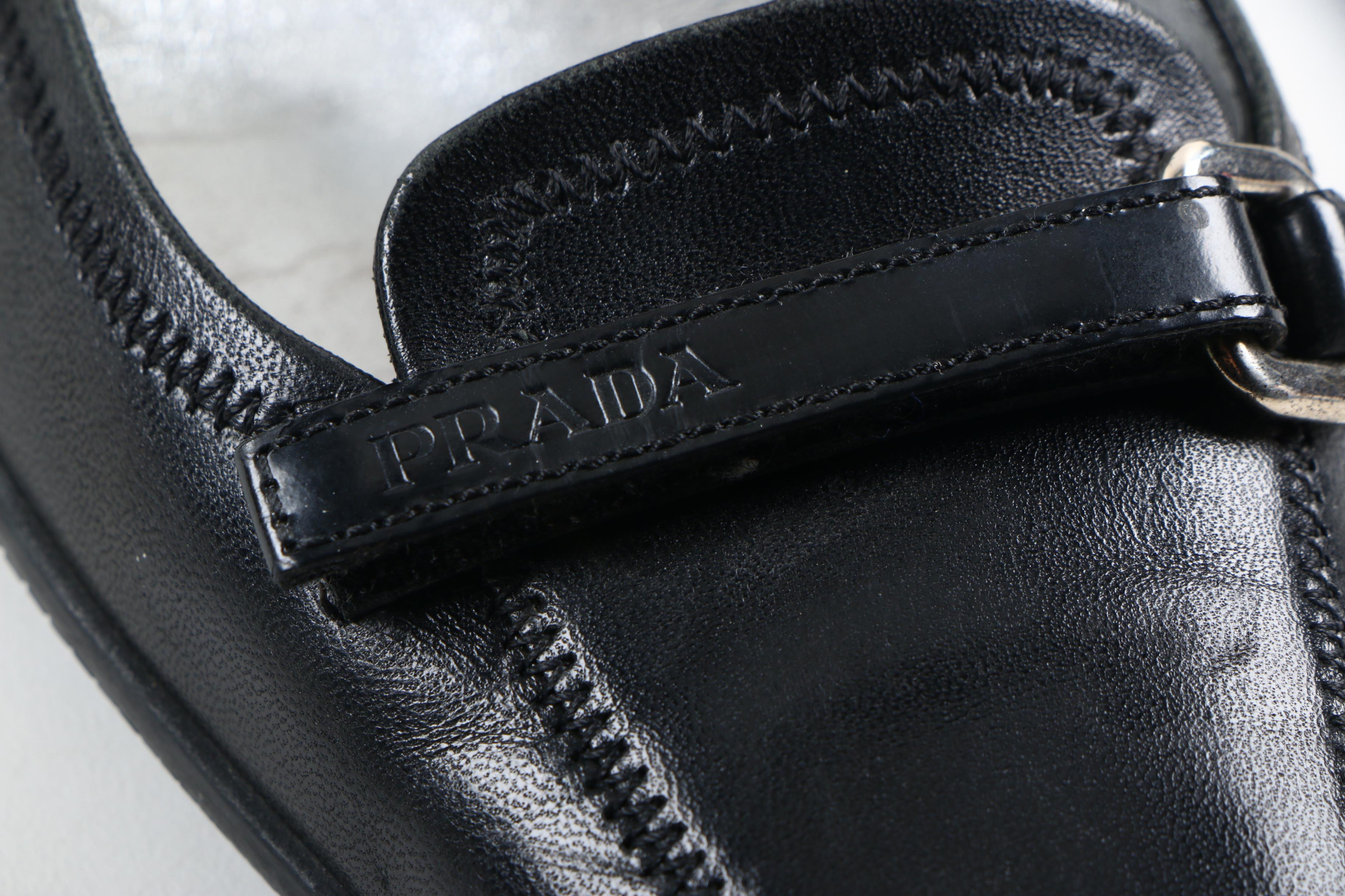 Prada Black Leather Kitten Heels