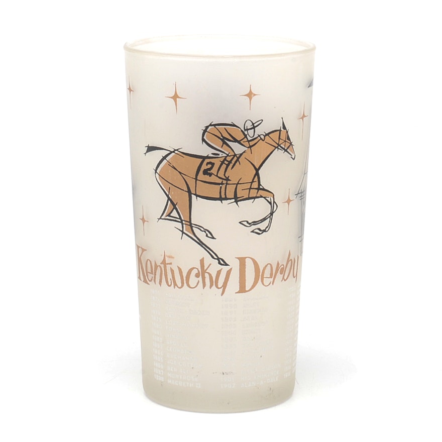 1957 Kentucky Derby Horse Racing Souvenir Glass