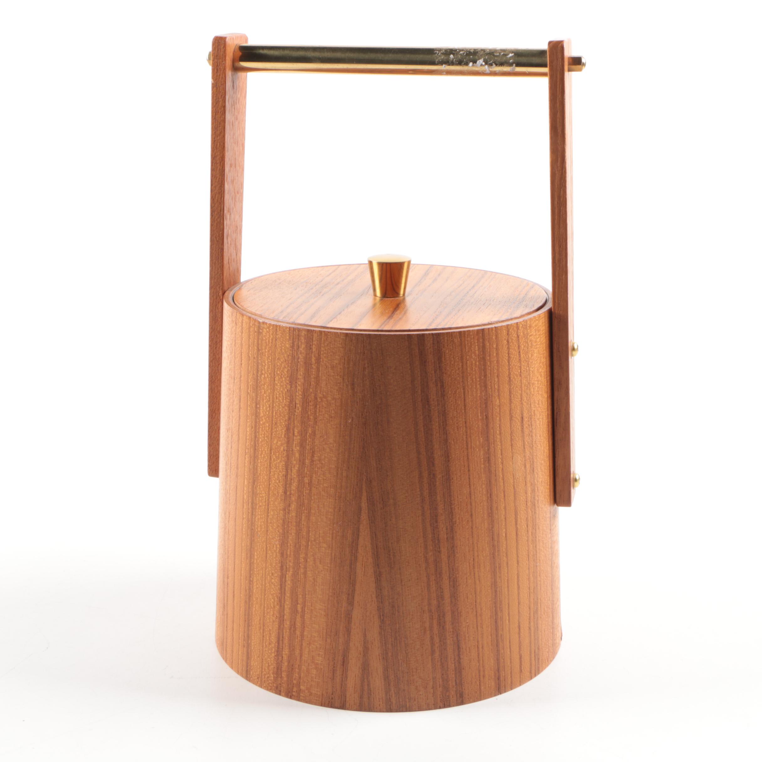 Mid Century Modern Wood Ice Bucket