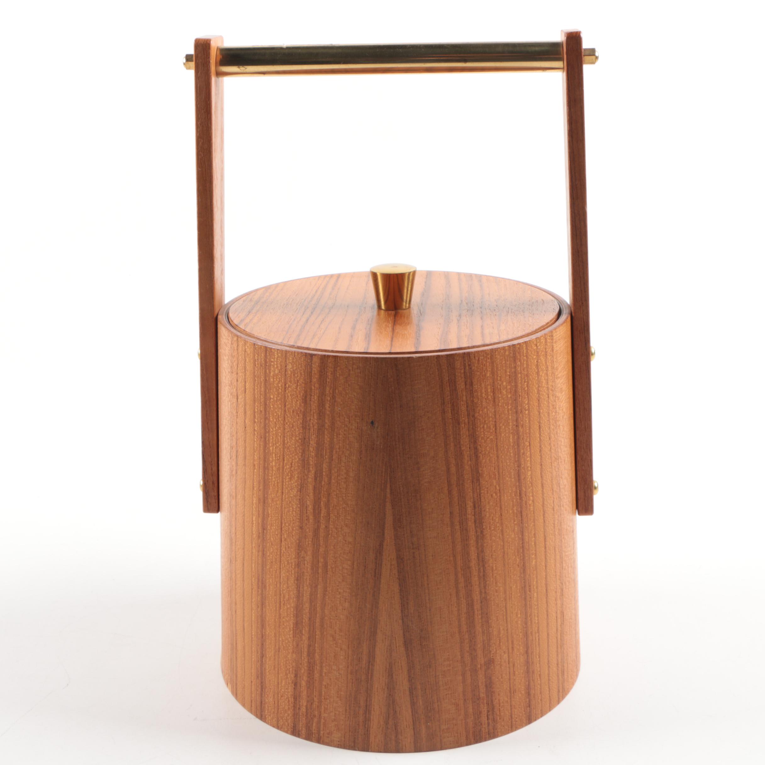 Mid Century Modern Wood Ice Bucket