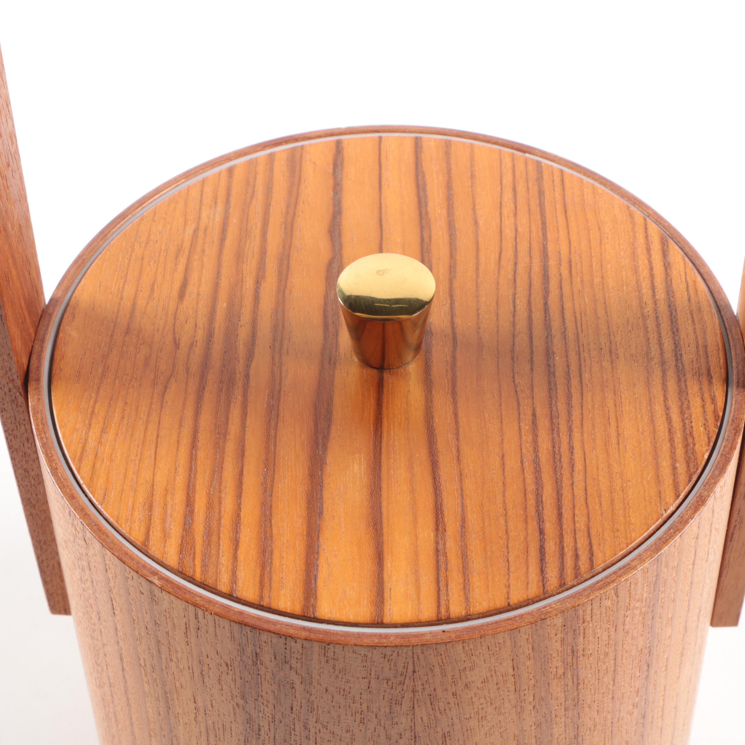 Mid Century Modern Wood Ice Bucket