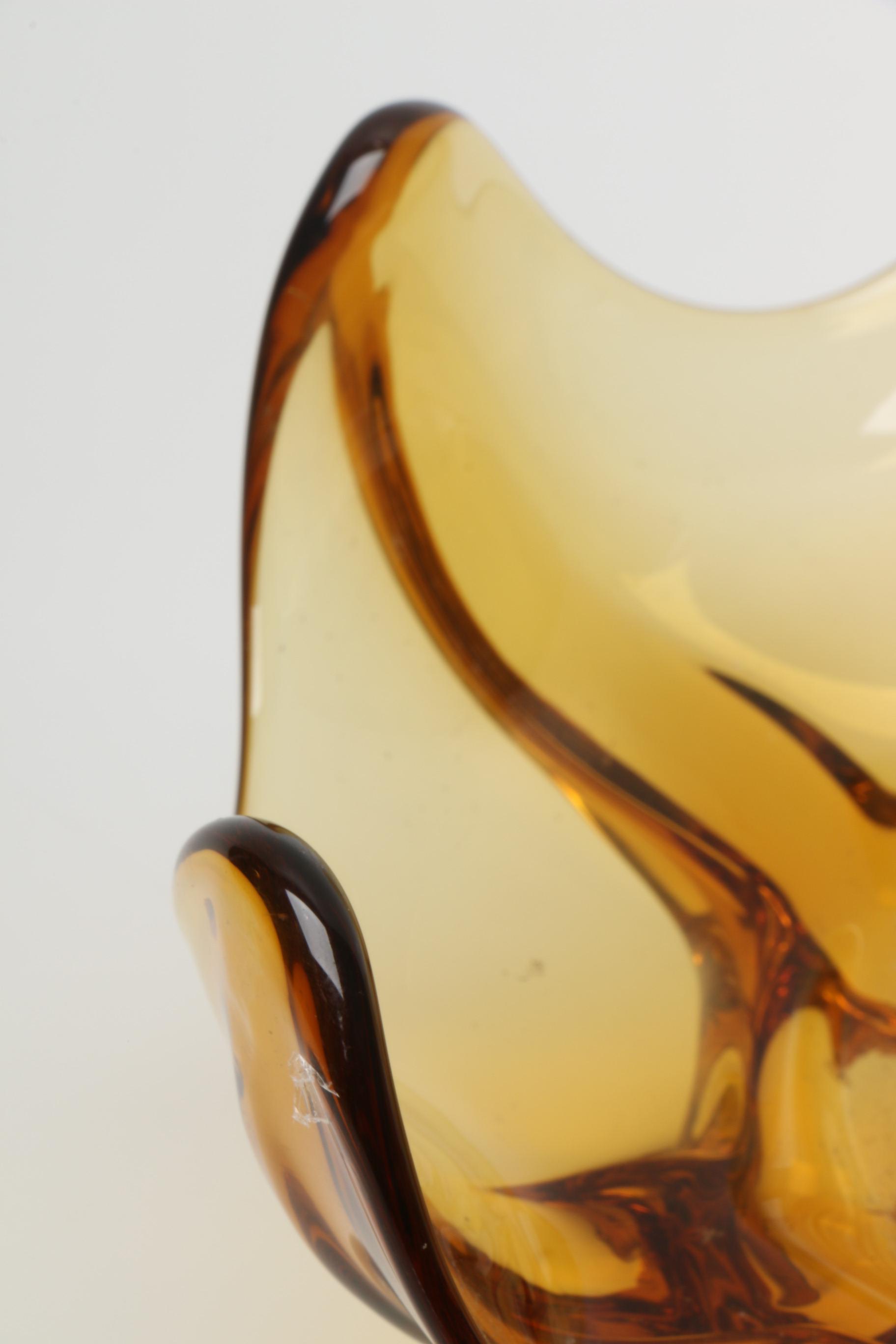 Three Vintage Amber Glassware