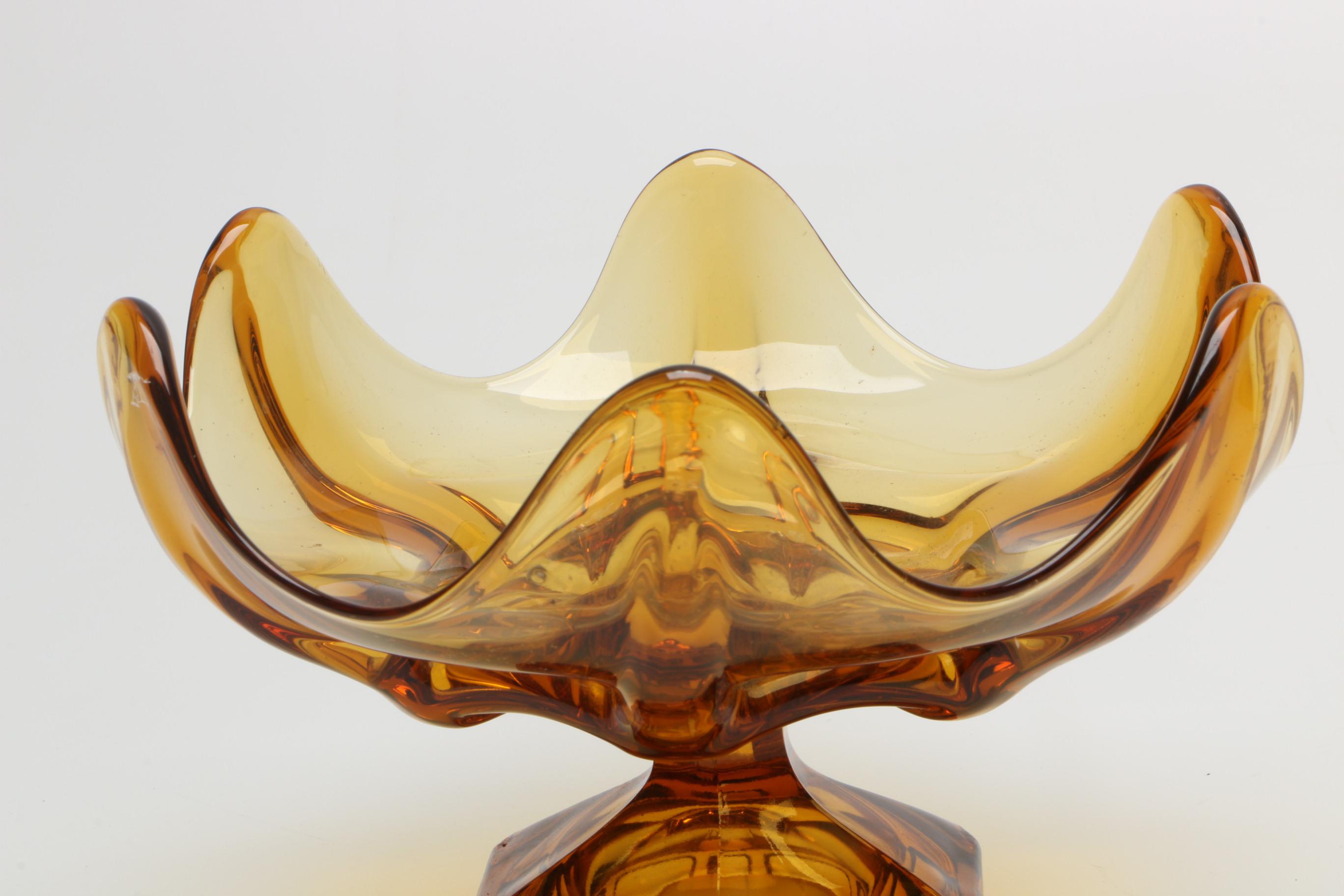 Three Vintage Amber Glassware