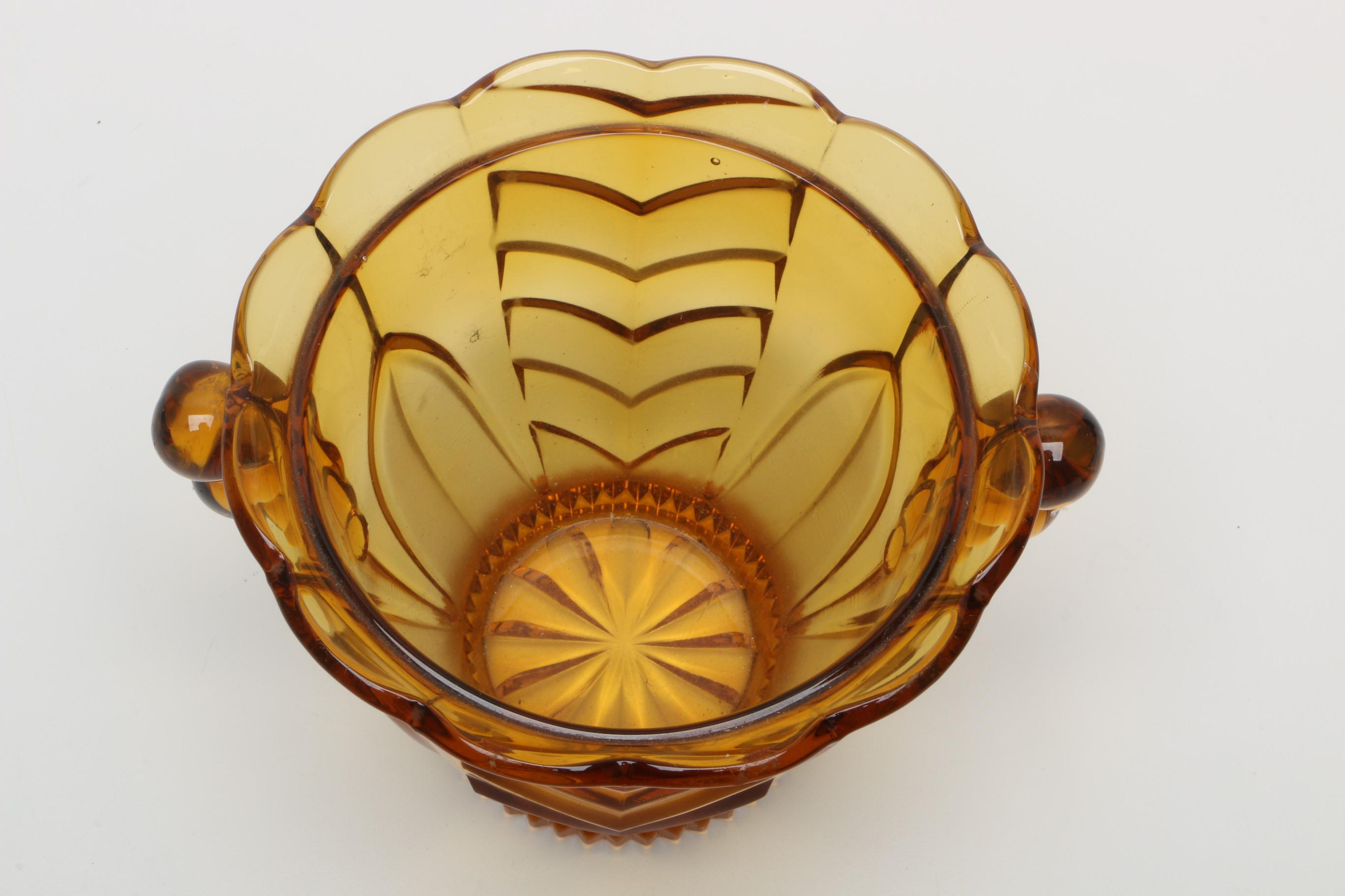 Three Vintage Amber Glassware