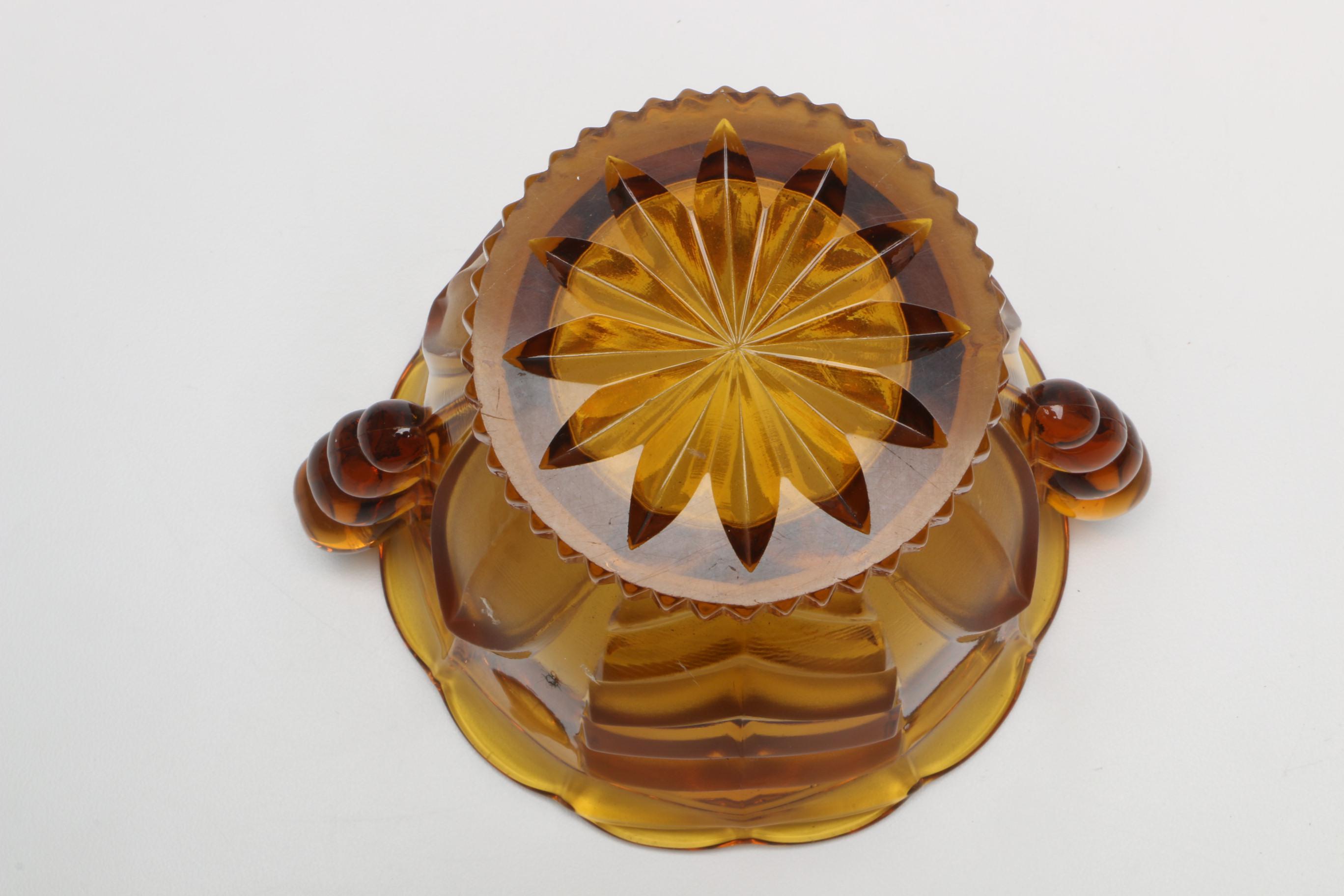 Three Vintage Amber Glassware