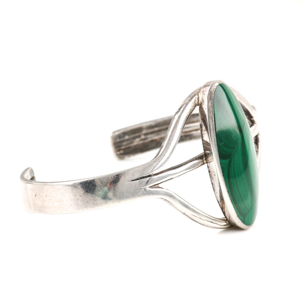 Sterling Silver Malachite Cuff Bracelet