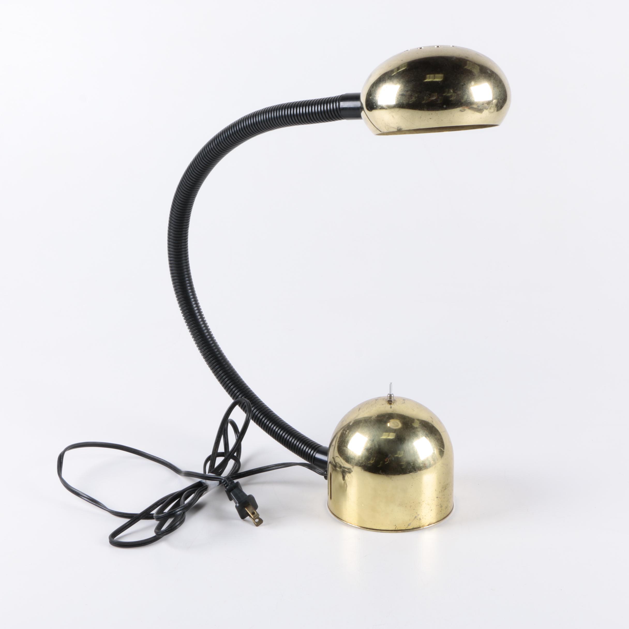 Vintage Mid Century Modern Brass Flex Arm Desk Lamp