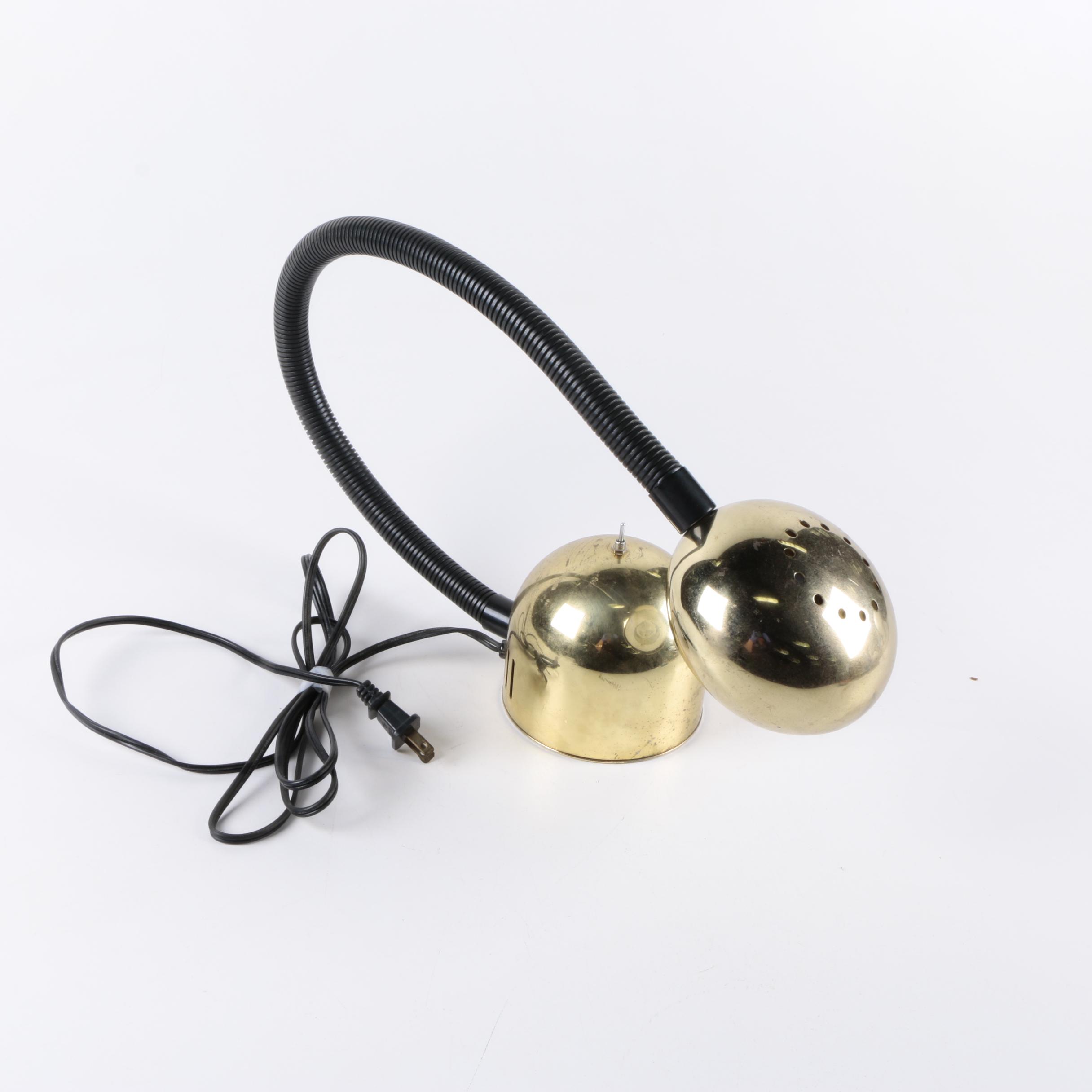 Vintage Mid Century Modern Brass Flex Arm Desk Lamp