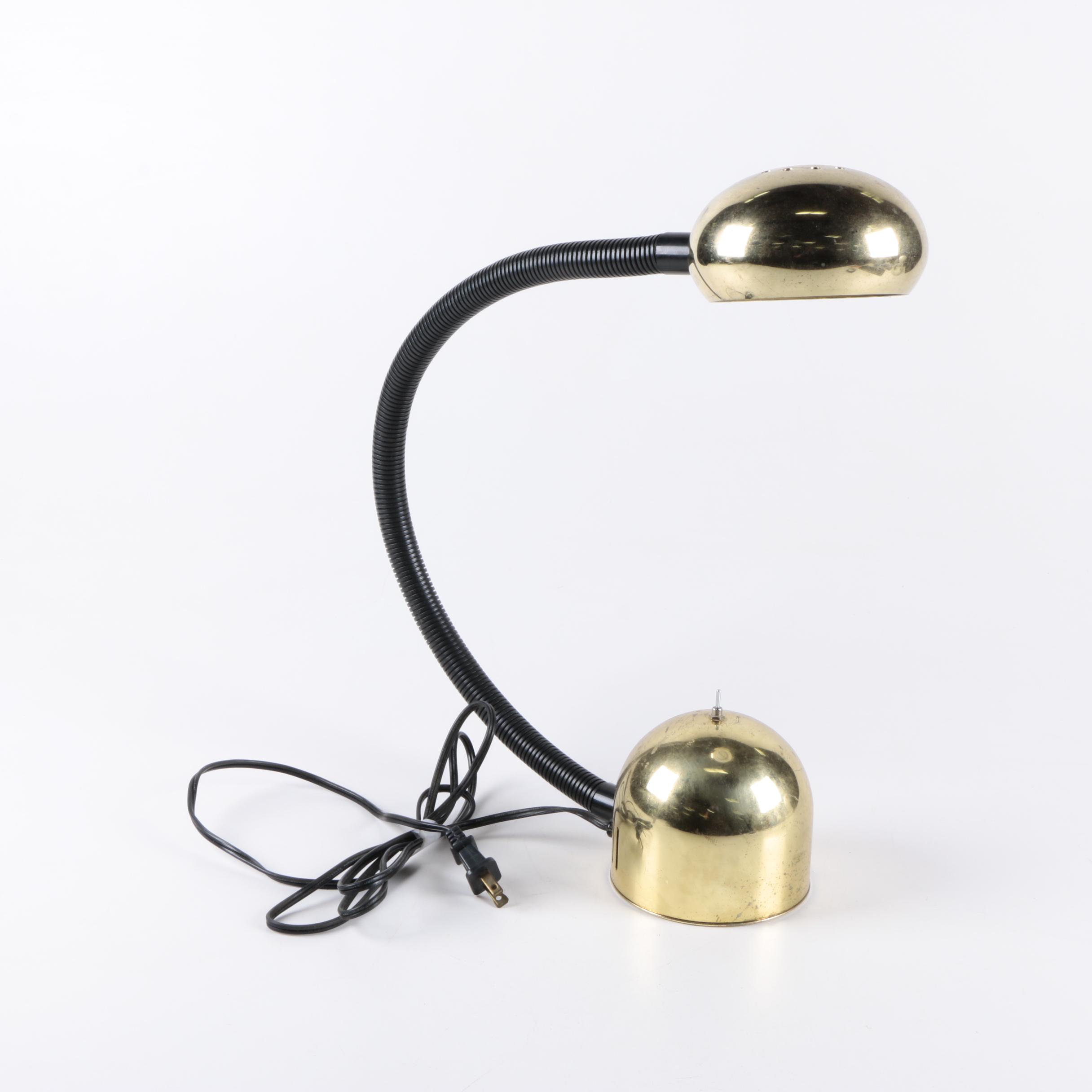 Vintage Mid Century Modern Brass Flex Arm Desk Lamp