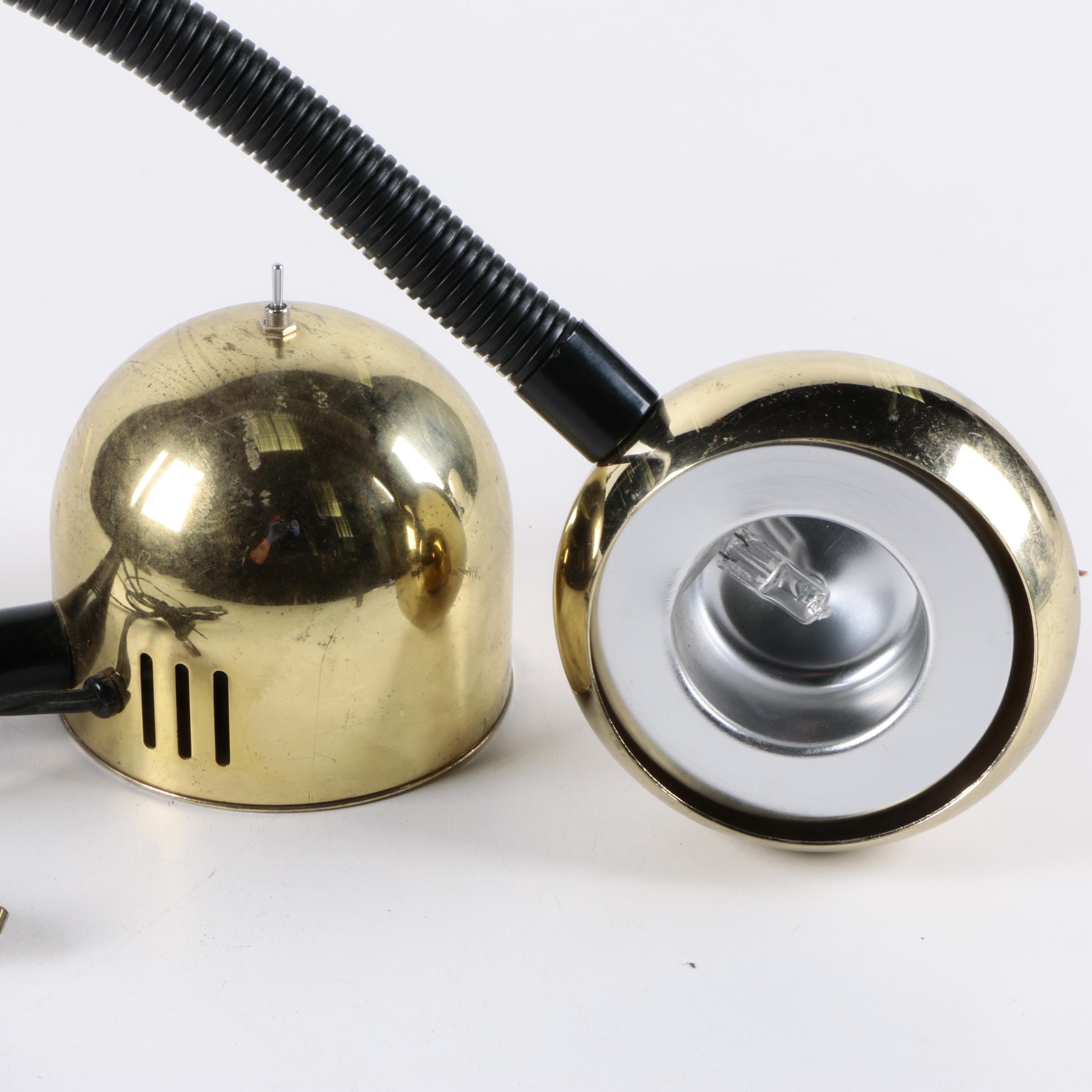 Vintage Mid Century Modern Brass Flex Arm Desk Lamp