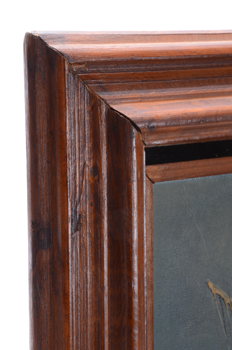 R. Lindstrom Oil Painting on Canvas of Moored Ships at Night