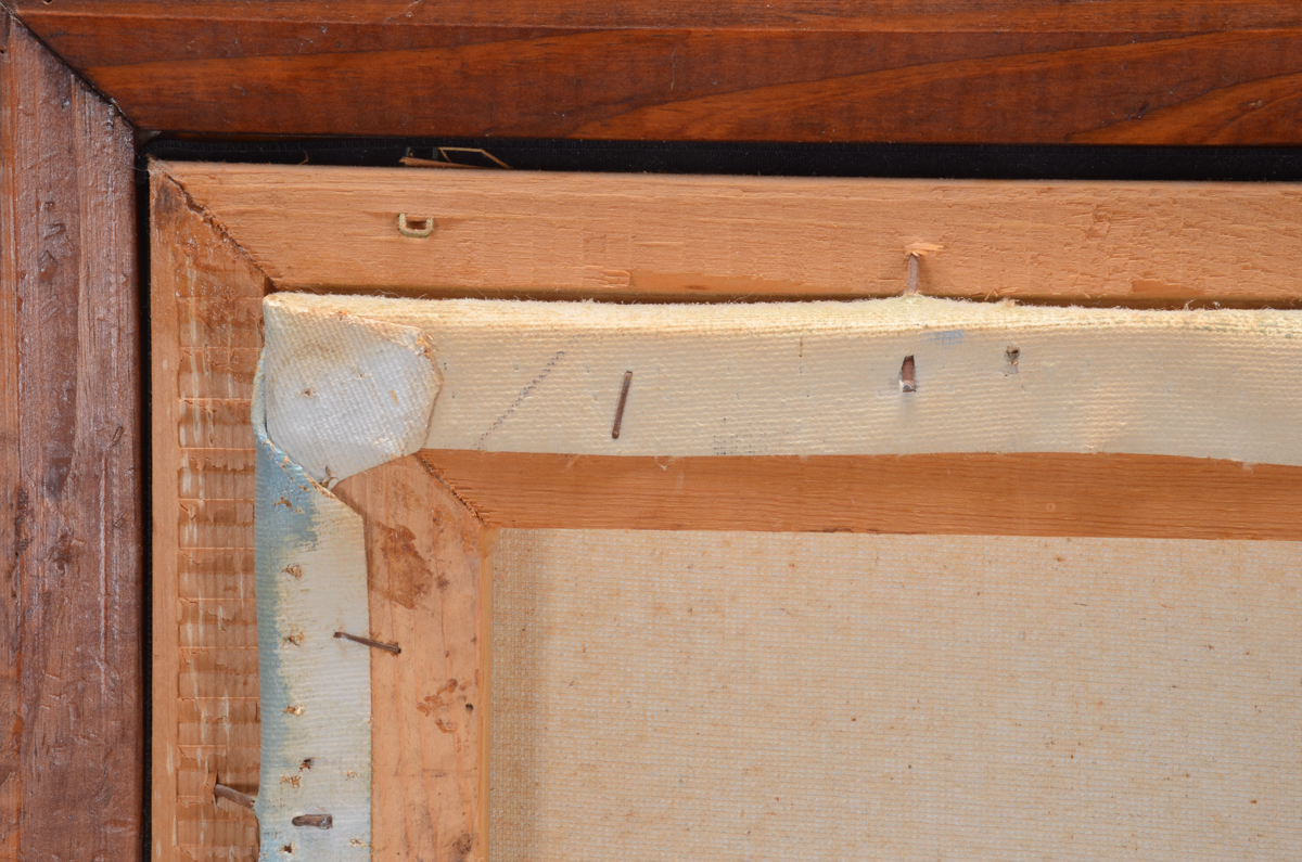 R. Lindstrom Oil Painting on Canvas of Moored Ships at Night