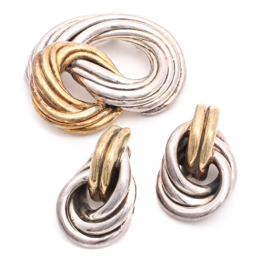 Sterling Silver Brooch and Earrings