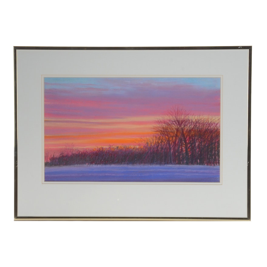 Steve Perucca Pastel Drawing on Paper "Bands of Winter"