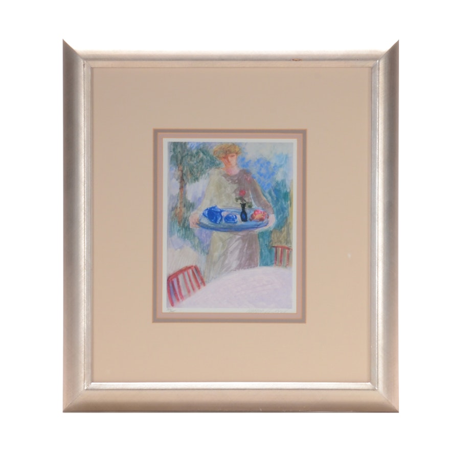 Barbara Wood Limited Edition Offset Lithograph on Paper "The Blue Teapot"