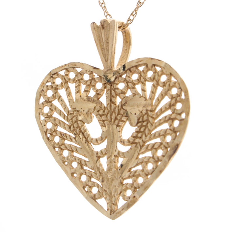 14K Yellow Gold Heart Necklace