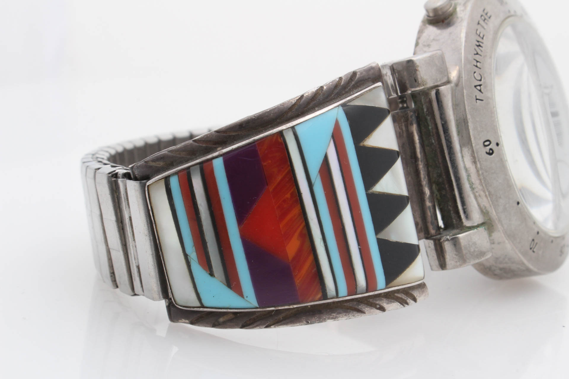 Terner Watch with Sterling Silver Set with Coral , Onyx and More