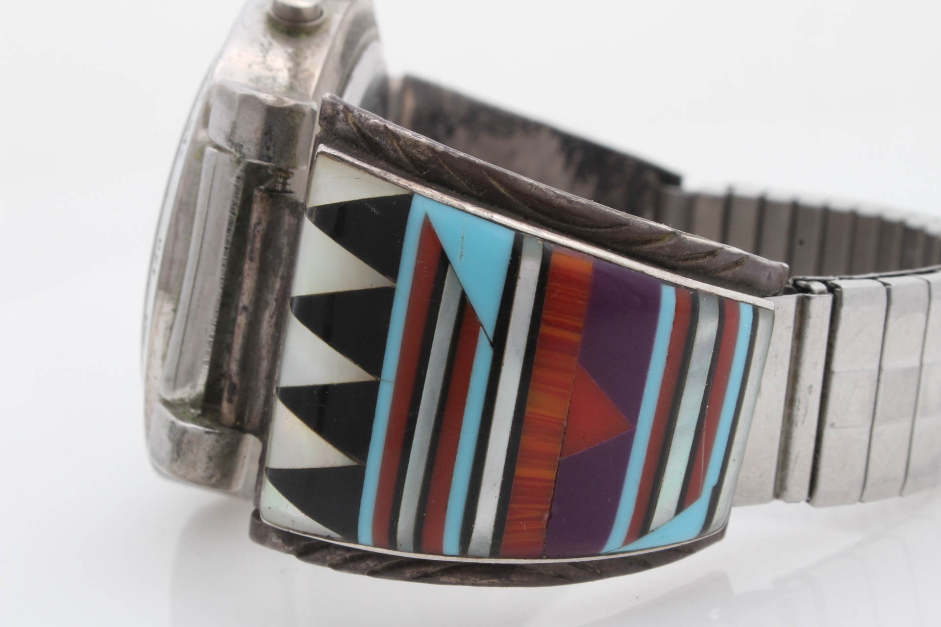 Terner Watch with Sterling Silver Set with Coral , Onyx and More